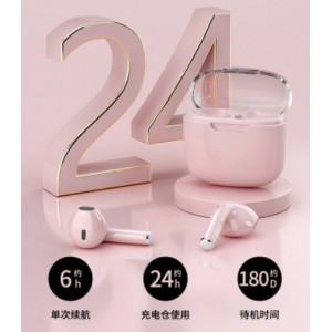蓝牙耳机不入耳长续航降噪透明马卡龙色无线蓝牙耳机5.3